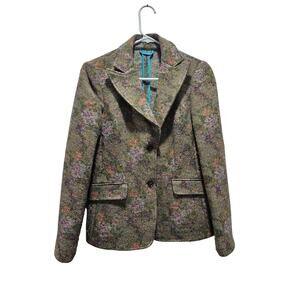 ETRO Milano Wool Blend Floral Tweed Blazer Jacket Made in Italy Size 40 (US 6)